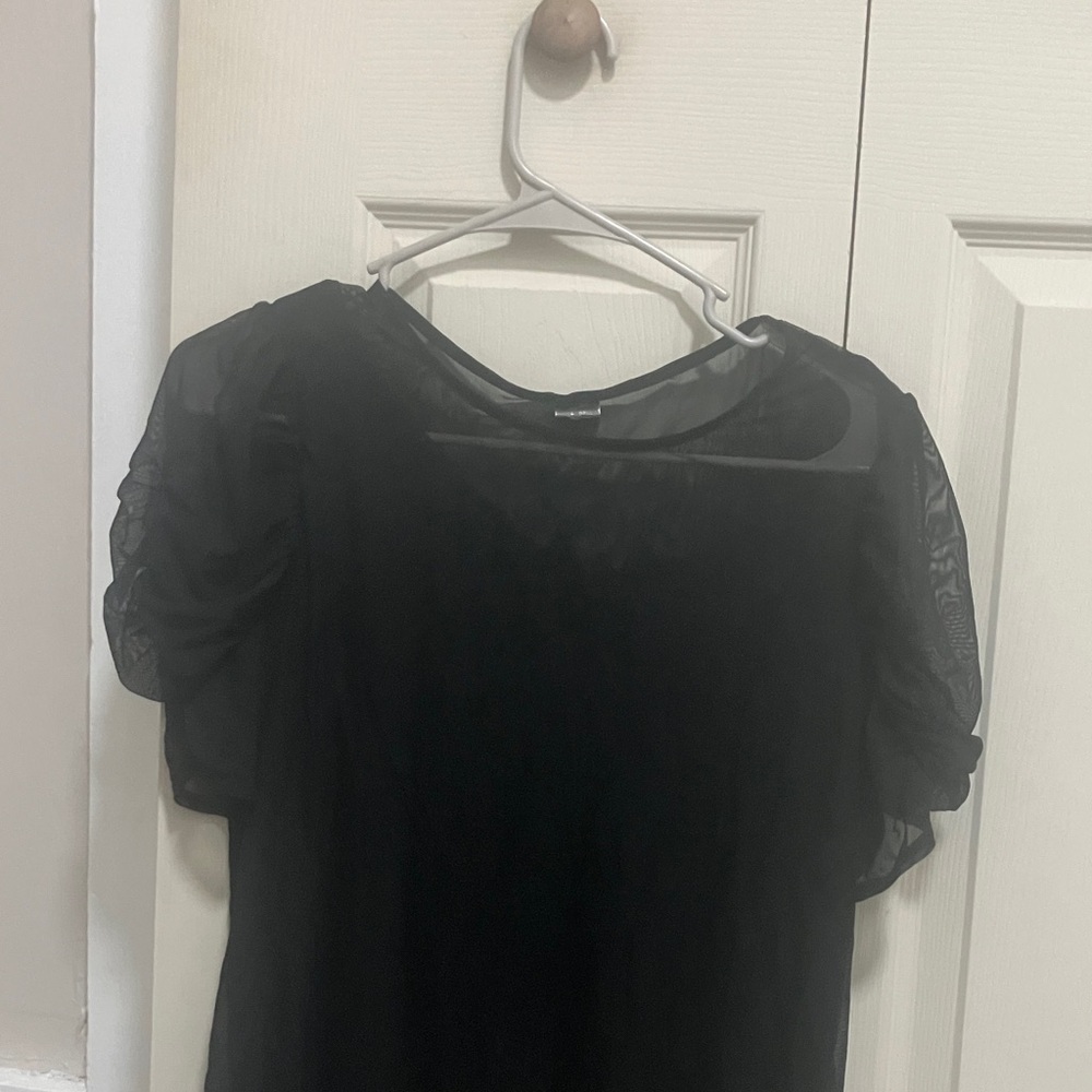 Elegant Black Sheer Sleeve Top